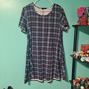 short sleeved plaid mini dress